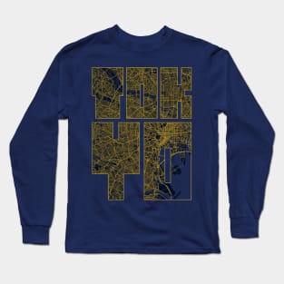 Tokyo, Japan City Map Typography - Gold Art Deco Long Sleeve T-Shirt